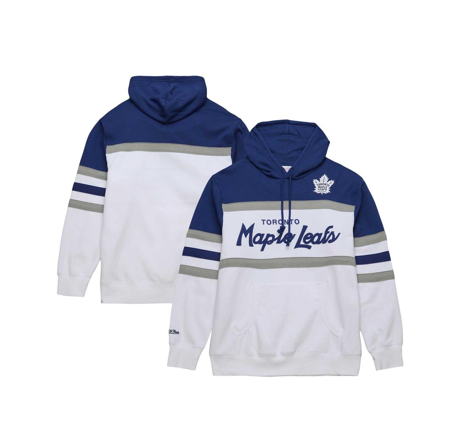 Men's White, Blue Toronto Maple Leafs Head Coach Pullover Hoodie