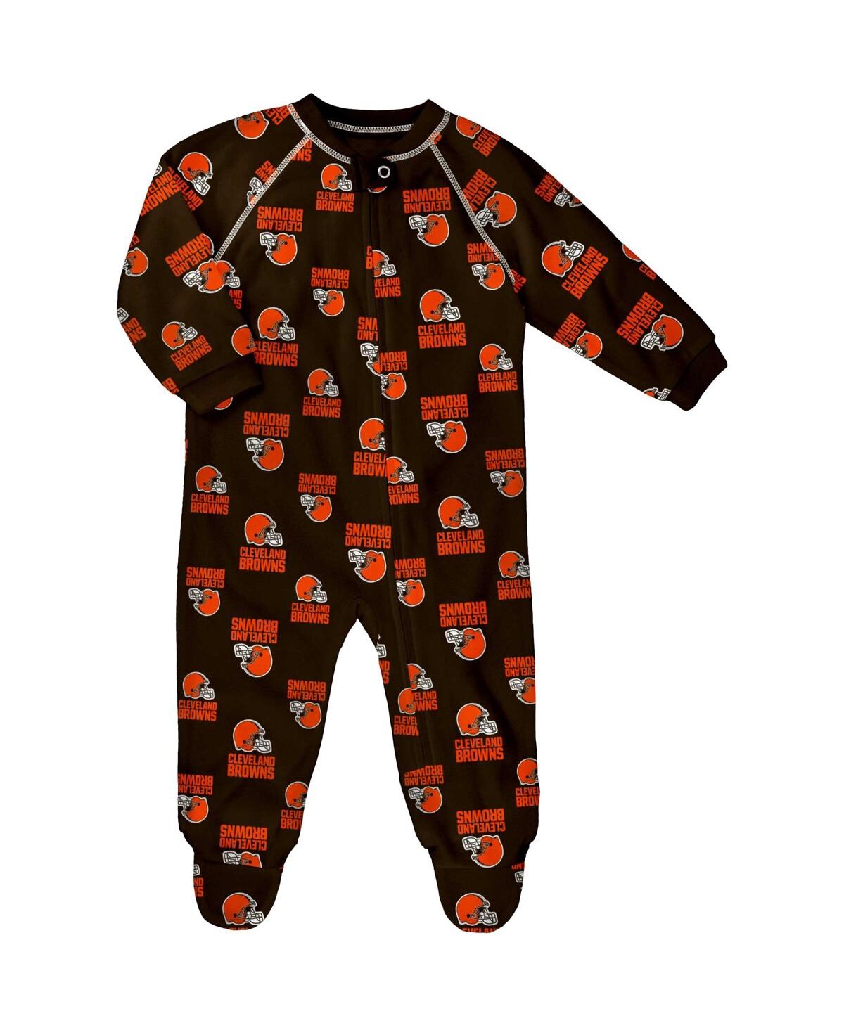Outerstuff Infant Brown Cleveland Browns Allover Print Raglan Full-zip Jumper In Brown