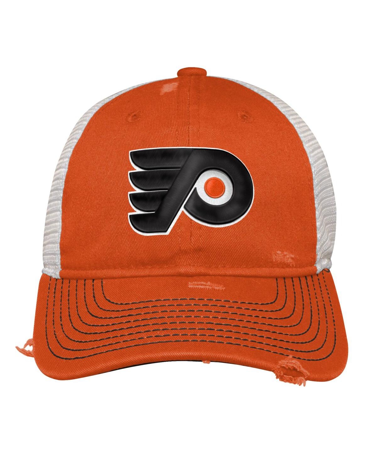 Shop Outerstuff Youth Boys Orange Distressed Philadelphia Flyers Slouch Trucker Adjustable Hat