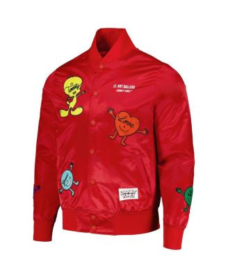 Men's Red Looney Tunes Positive Energy Satin Full-Snap Jacket