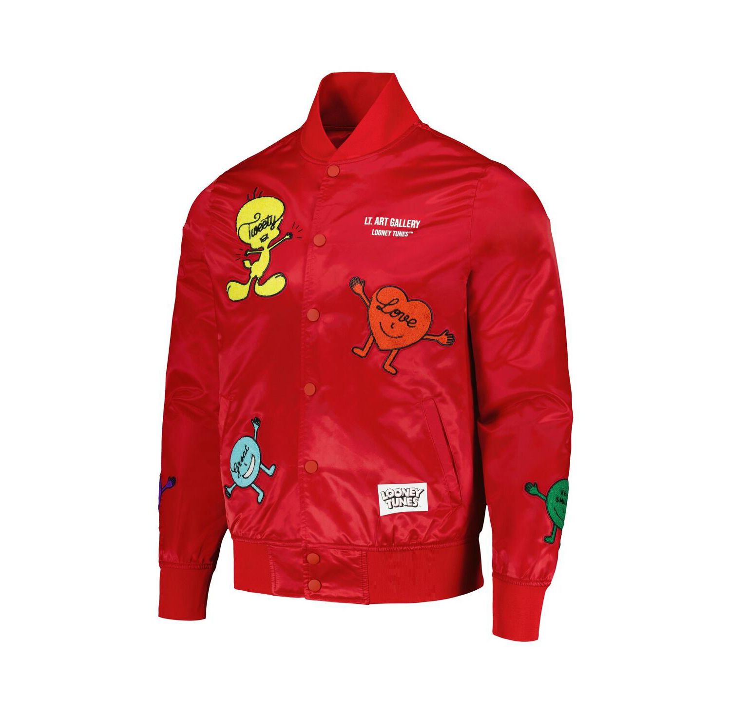 Men's Red Looney Tunes Positive Energy Satin Full-Snap Jacket