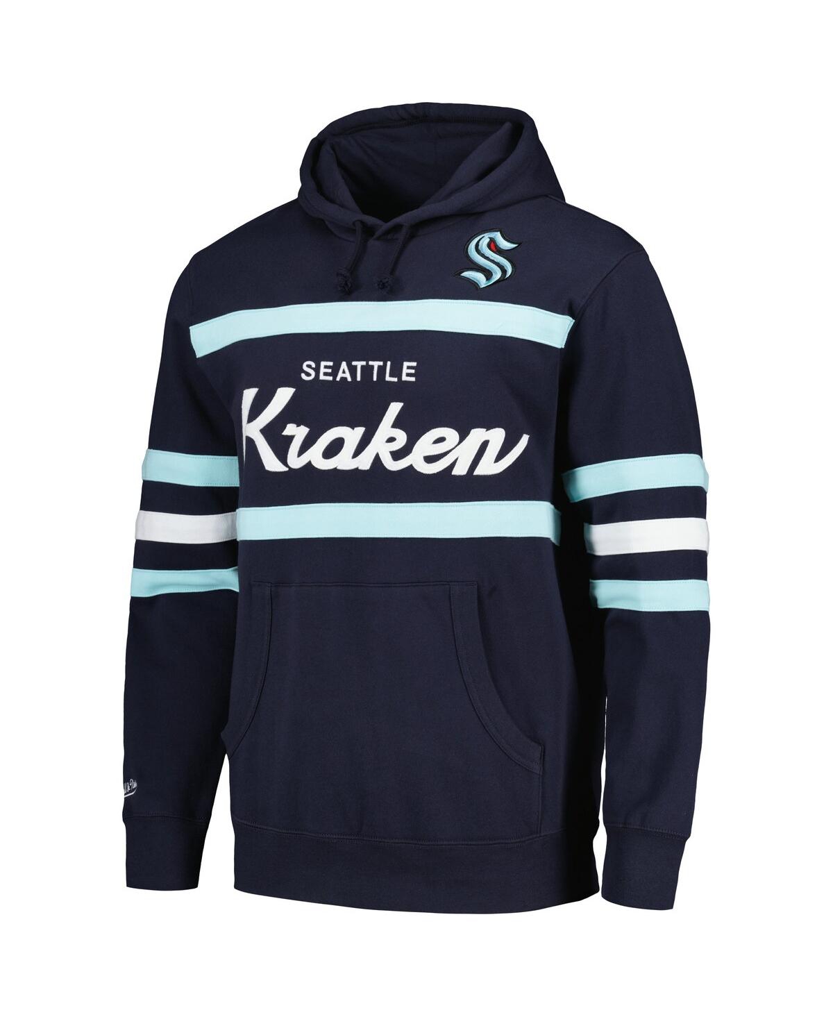 Mitchell & Ness Men's  Deep Sea Blue Seattle Kraken Head Coach Pullover Hoodie In Deep Sea Blue