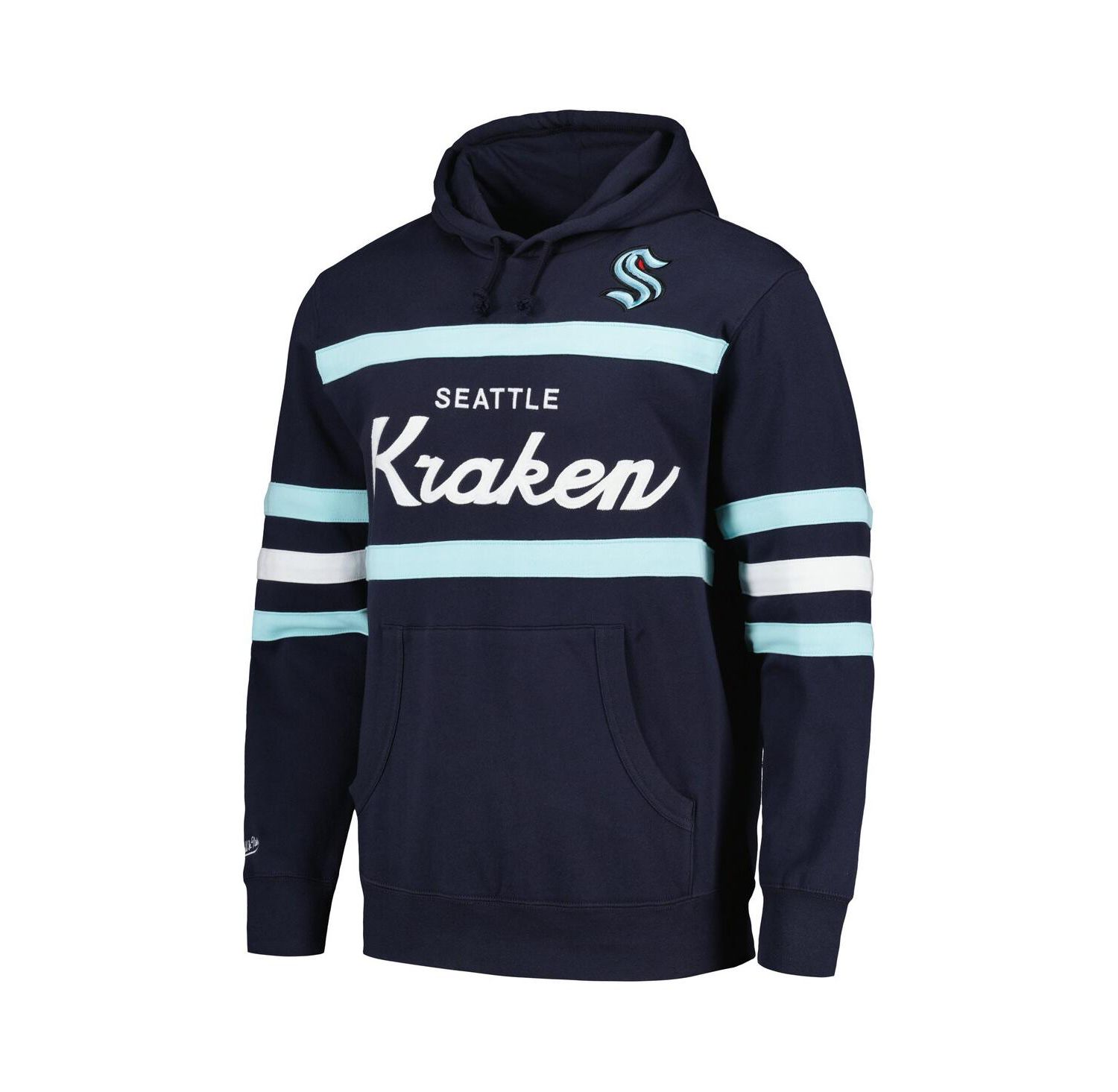 Men's Deep Sea Blue Seattle Kraken Head Coach Pullover Hoodie