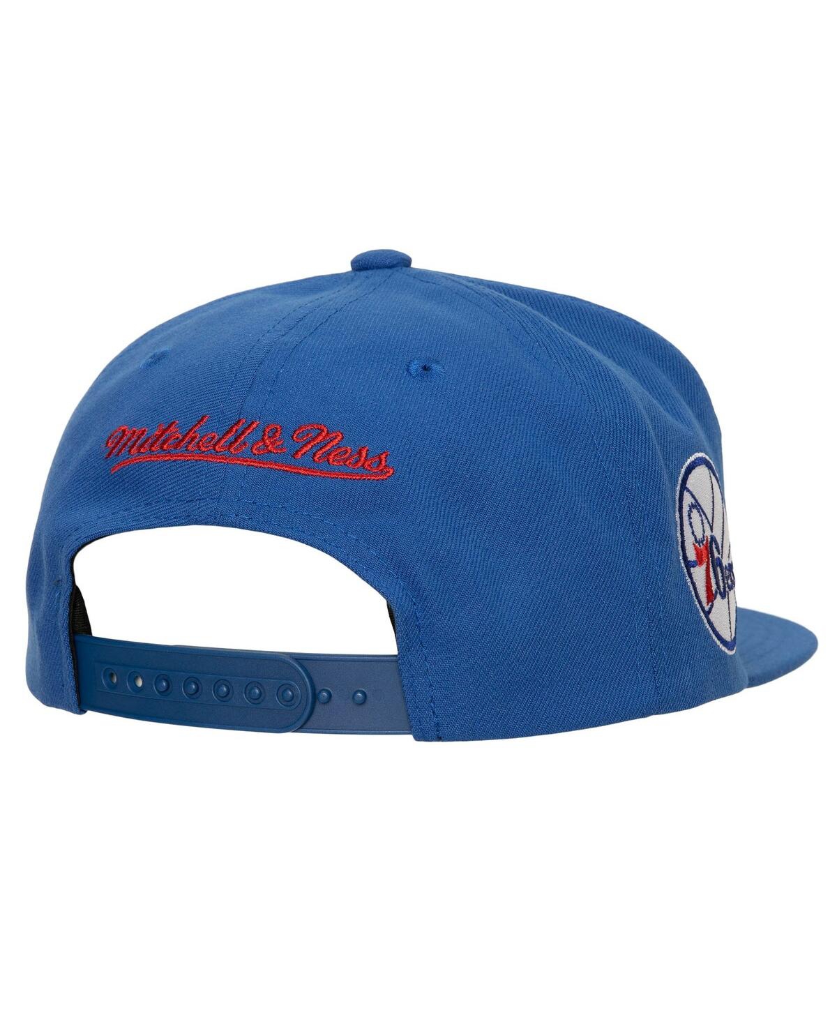 Men's Mitchell & Ness Royal Philadelphia 76ers Retro Sport Colorblock Script Snapback Hat - Royal