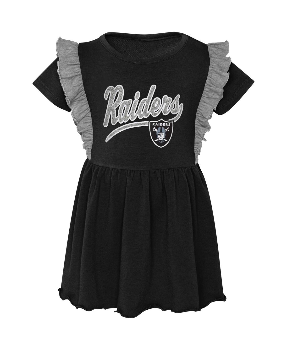 Shop Outerstuff Girls Toddler Black Las Vegas Raiders Too Cute Tri-blend Short Sleeve Dress