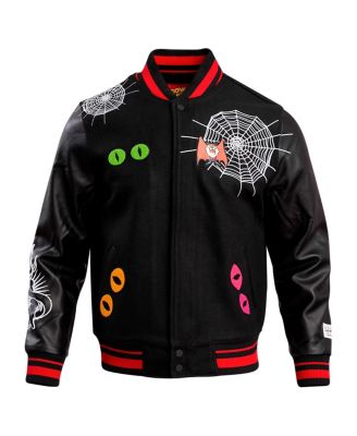 Men's Black Looney Tunes Taz Dracula Varsity Full-Snap Jacket
