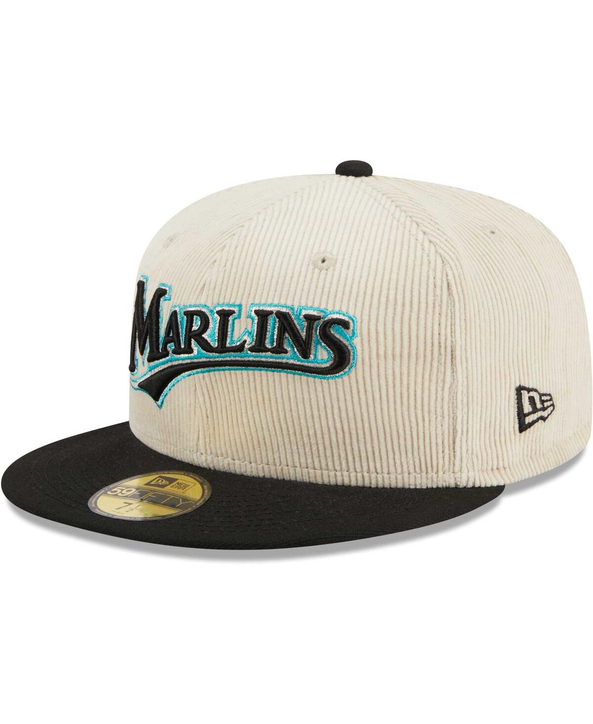 New Era White Florida Marlins Cooperstown Collection Corduroy Classic 59fifty Fitted Hat In White