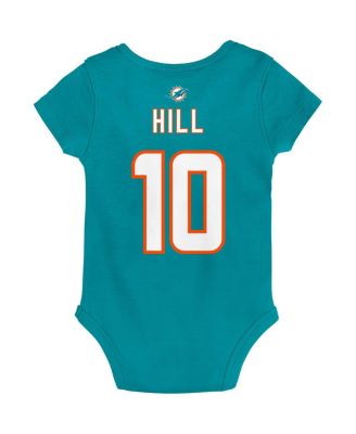 Baby Boys and Girls Tyreek Hill Aqua Miami Dolphins Mainliner Player Name and Number Bodysuit