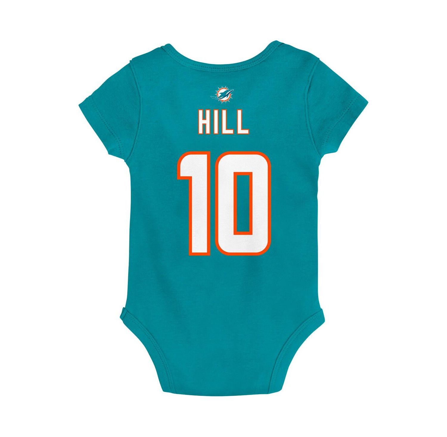 Baby Boys and Girls Tyreek Hill Aqua Miami Dolphins Mainliner Player Name and Number Bodysuit