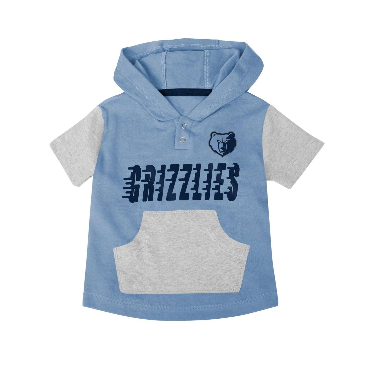 Baby Boys and Girls Navy, Light Blue, Gray Memphis Grizzlies Bank Shot Bodysuit, Hoodie T-shirt and Shorts Set