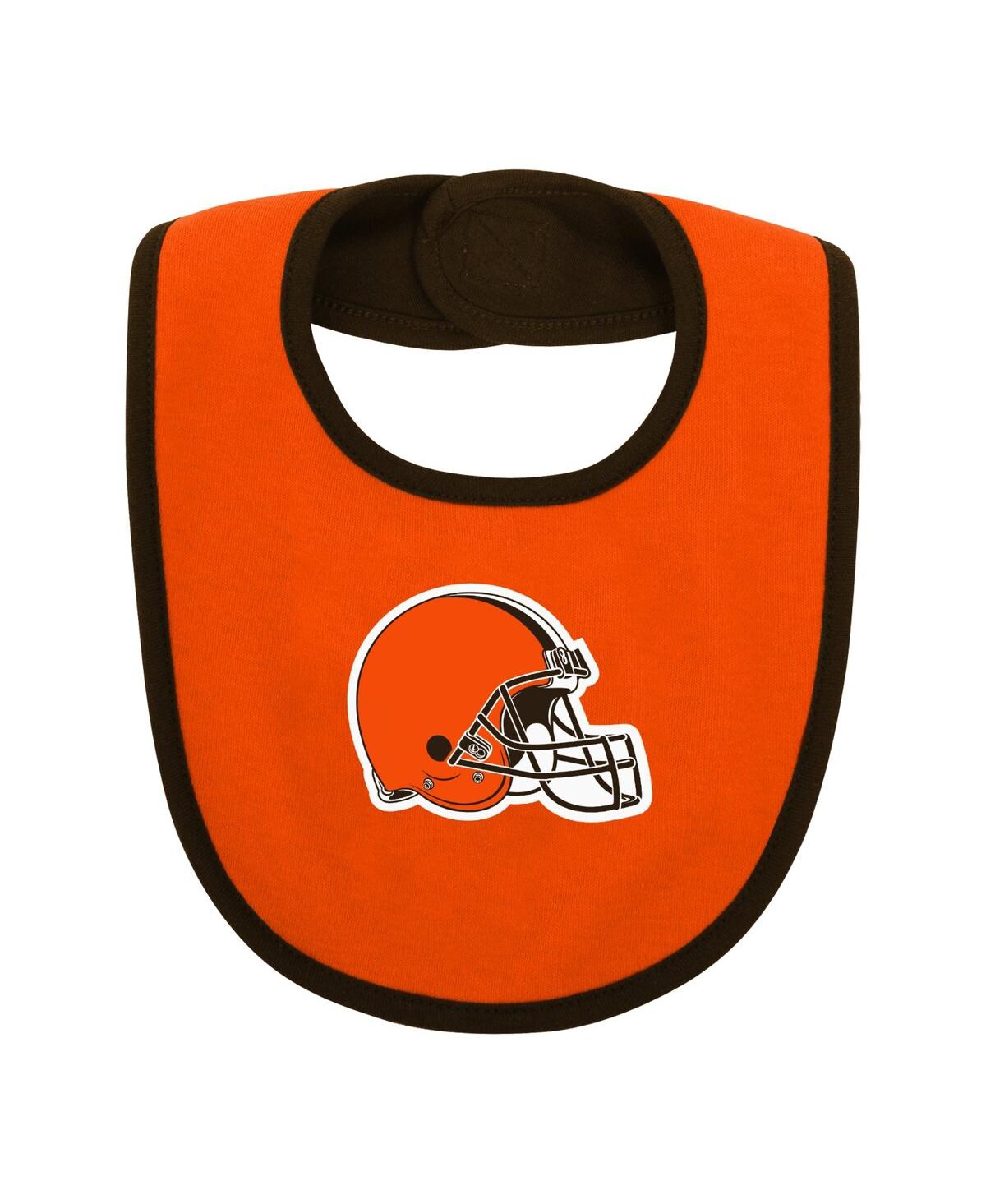 Shop Outerstuff Baby Boys And Girls Brown, Orange Cleveland Browns Home Field Advantage Three-piece Bodysuit, Bib An In Brown,orange