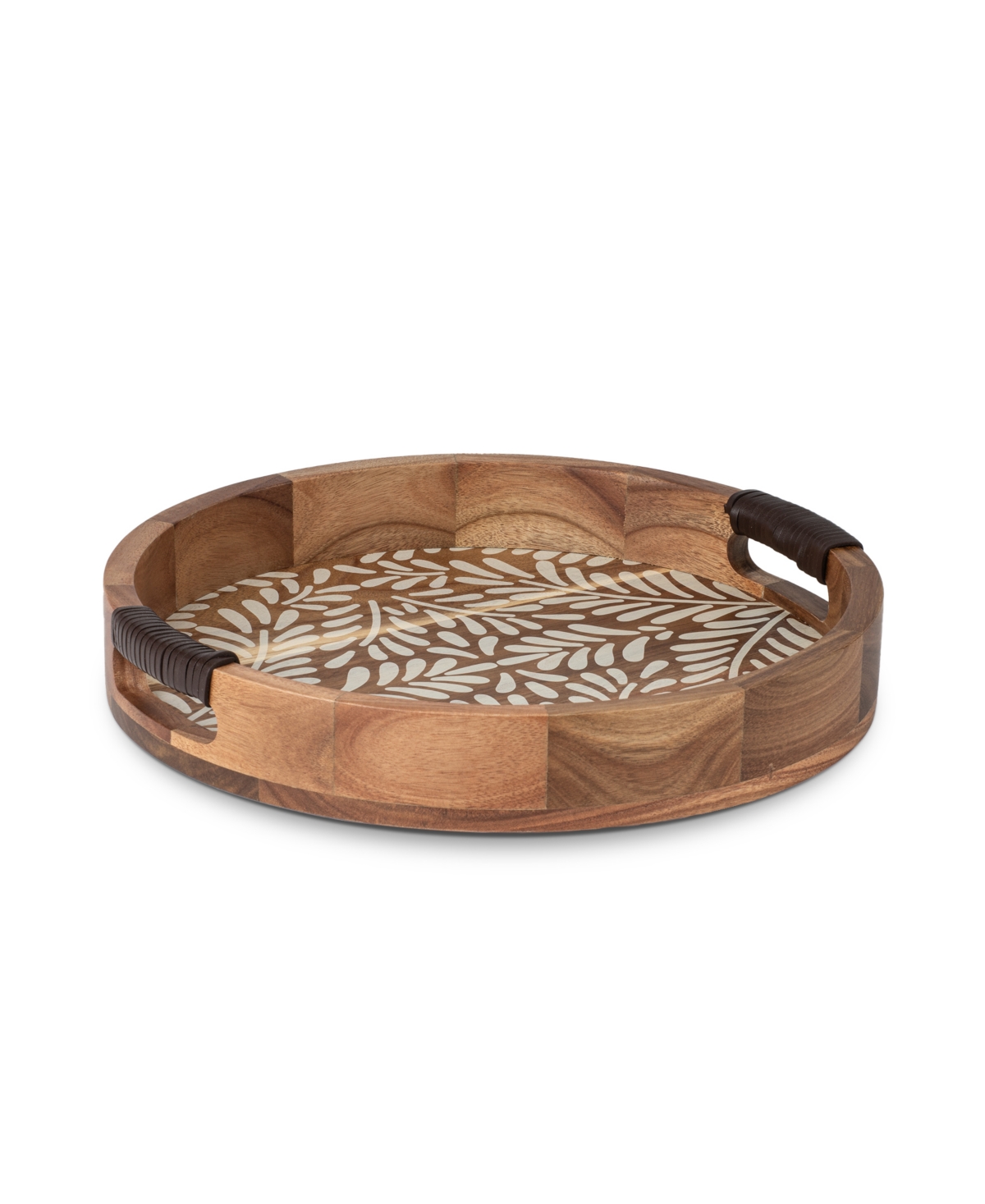 Thirstystone Round Acacia Wood Tray In Brown