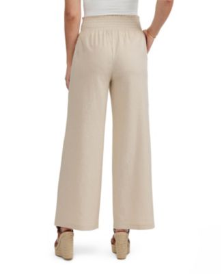 Women's Linen Smocked Wide Leg Pant