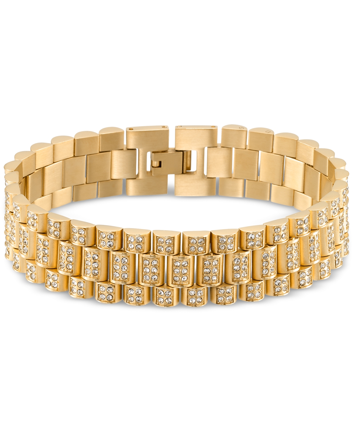 Smith Men's Crystal Watch Link Bracelet in Gold-Tone Ion-Plated Stainless Steel - Gold-Tone