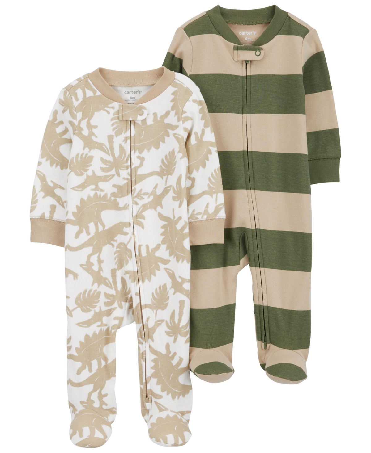 Carter's Baby Girls and Baby Boys Cotton Two Way Zip Footed Coveralls, Pack of 2