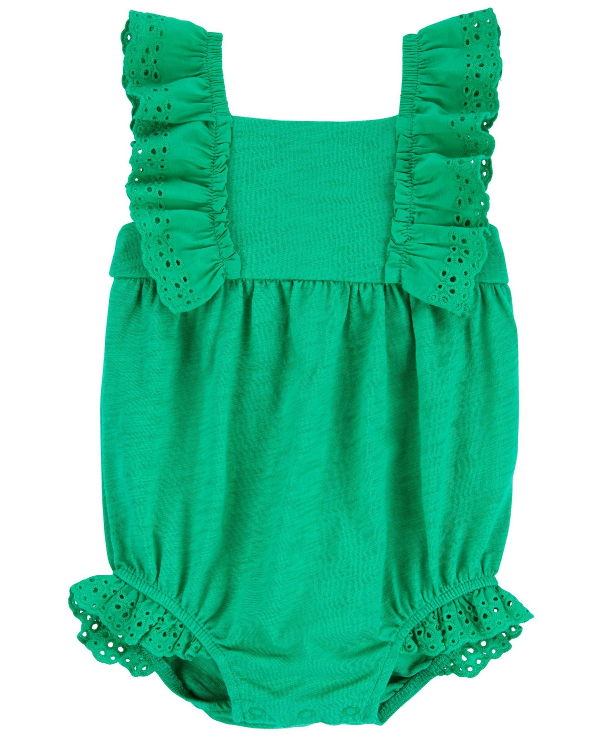 Shop Carter's Baby Eyelet Lace Slub Jersey Bodysuit In Green