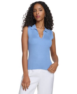 Calvin Klein - Women's Ribbed V-Neck Sleeveless Sweater Top