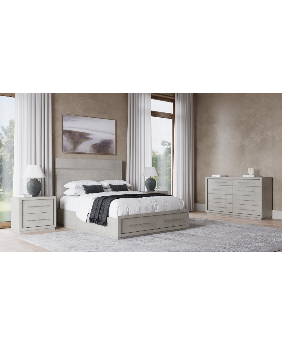 Macy's Tivie 3pc Bedroom Set (california King Storage Bed + Dresser + Nightstand), Created For  In Grey