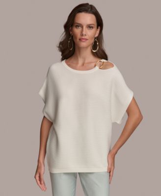 Donna Karan New York - Women's Dolman-Sleeve Shoulder-Cutout Sweater