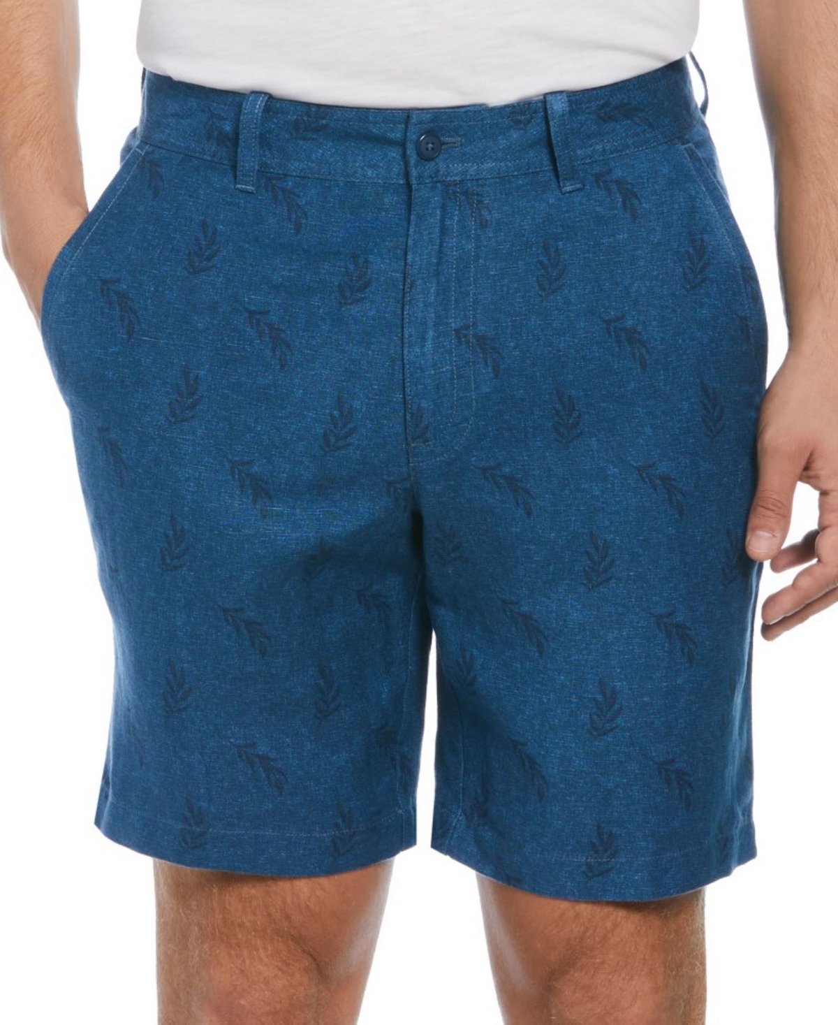 Cubavera Men's Flat-Front 9 Linen Blend Shorts - Silver Lining