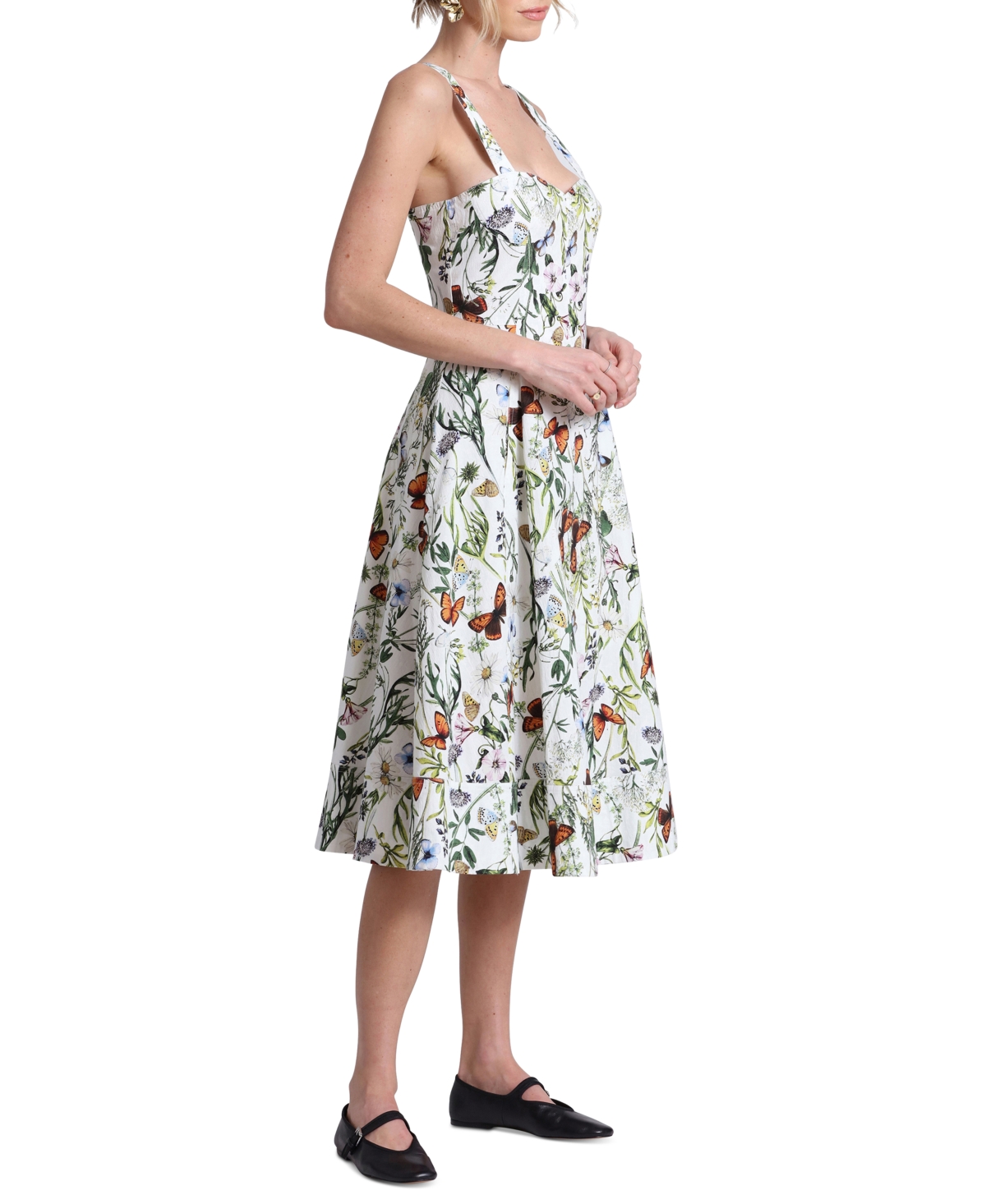Shop Avec Les Filles Women's Printed A-line Midi Dress In Butterfly