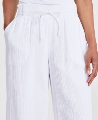 Women's Wide Leg Cotton Gauze Pants, Created for Macy's
