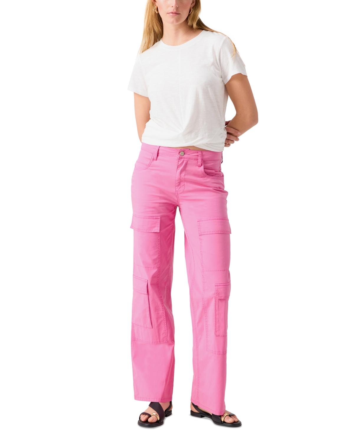 Women's Wide-Leg Cargo Pants - Wild Pink