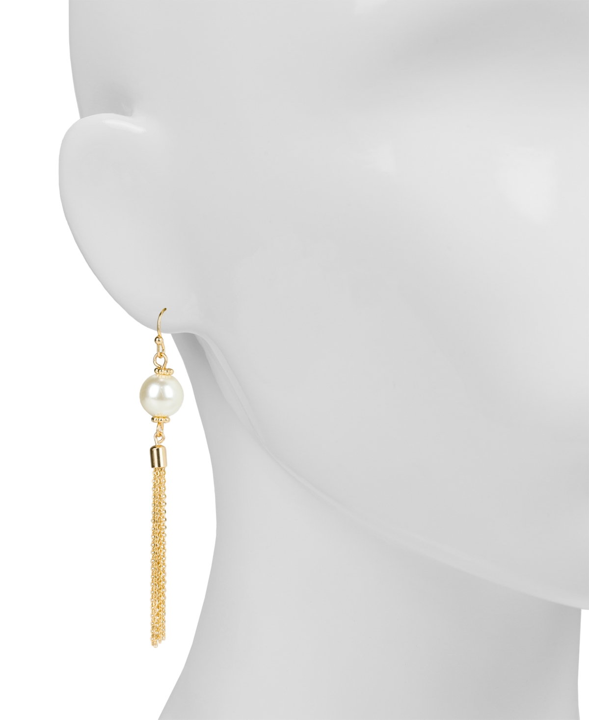 Shop Patricia Nash Gold-tone Imitation Pearl Tassel Earrings In Matte Gold