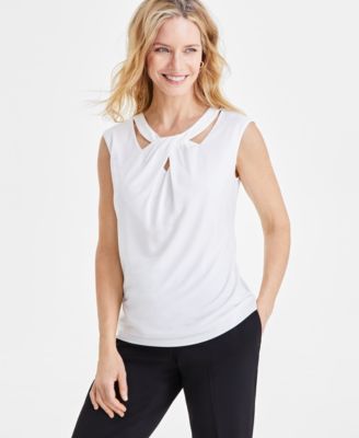 Kasper - Women's Twist-Neck Sleeveless Pull-On Blouse