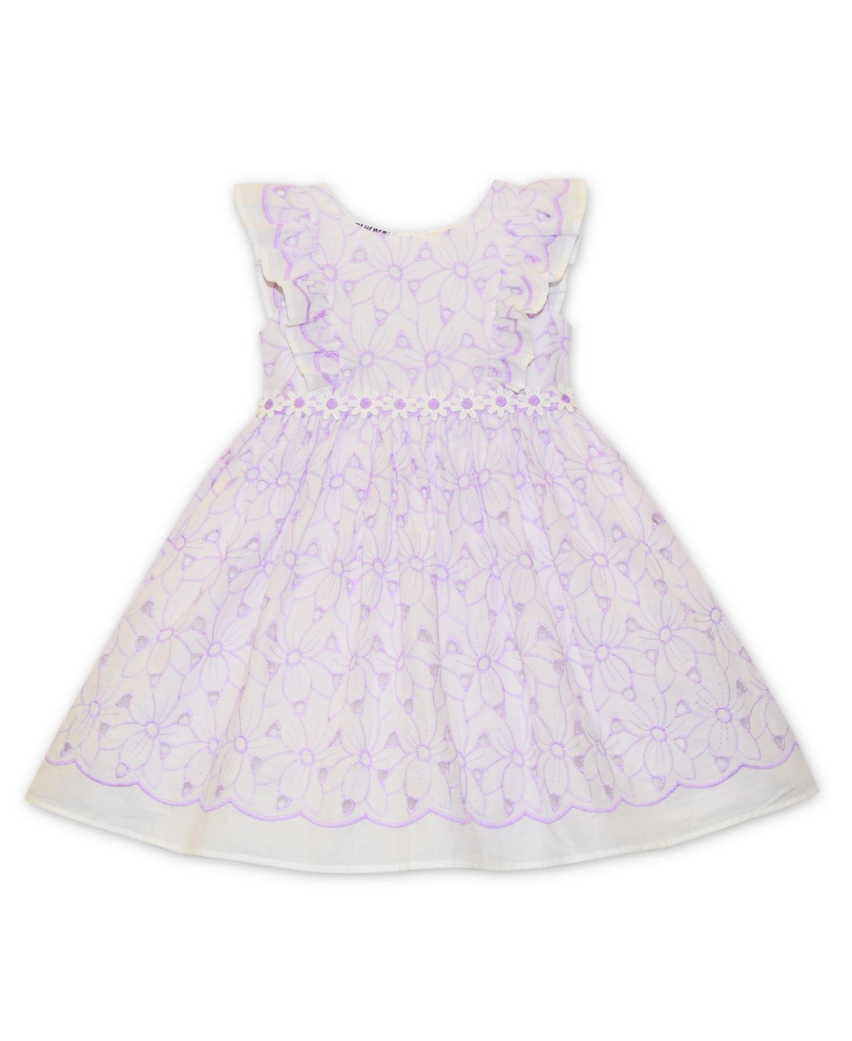 Blueberi Boulevard Baby Girls Floral Eyelet Cotton Dress In Lilac