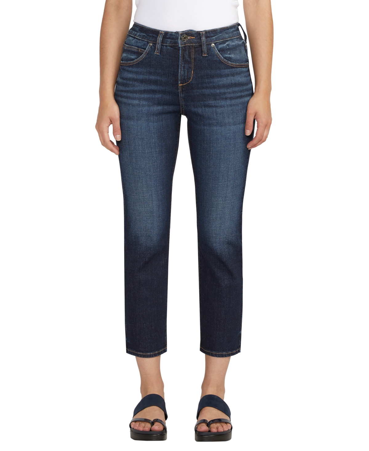 Women's Ruby Mid Rise Straight Cropped Jeans - Canyon Blue