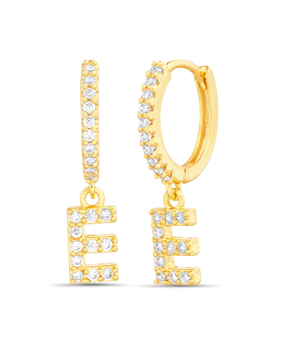 Shop Kensie Gold-tone Letter Dangle Huggie Hoop Earring