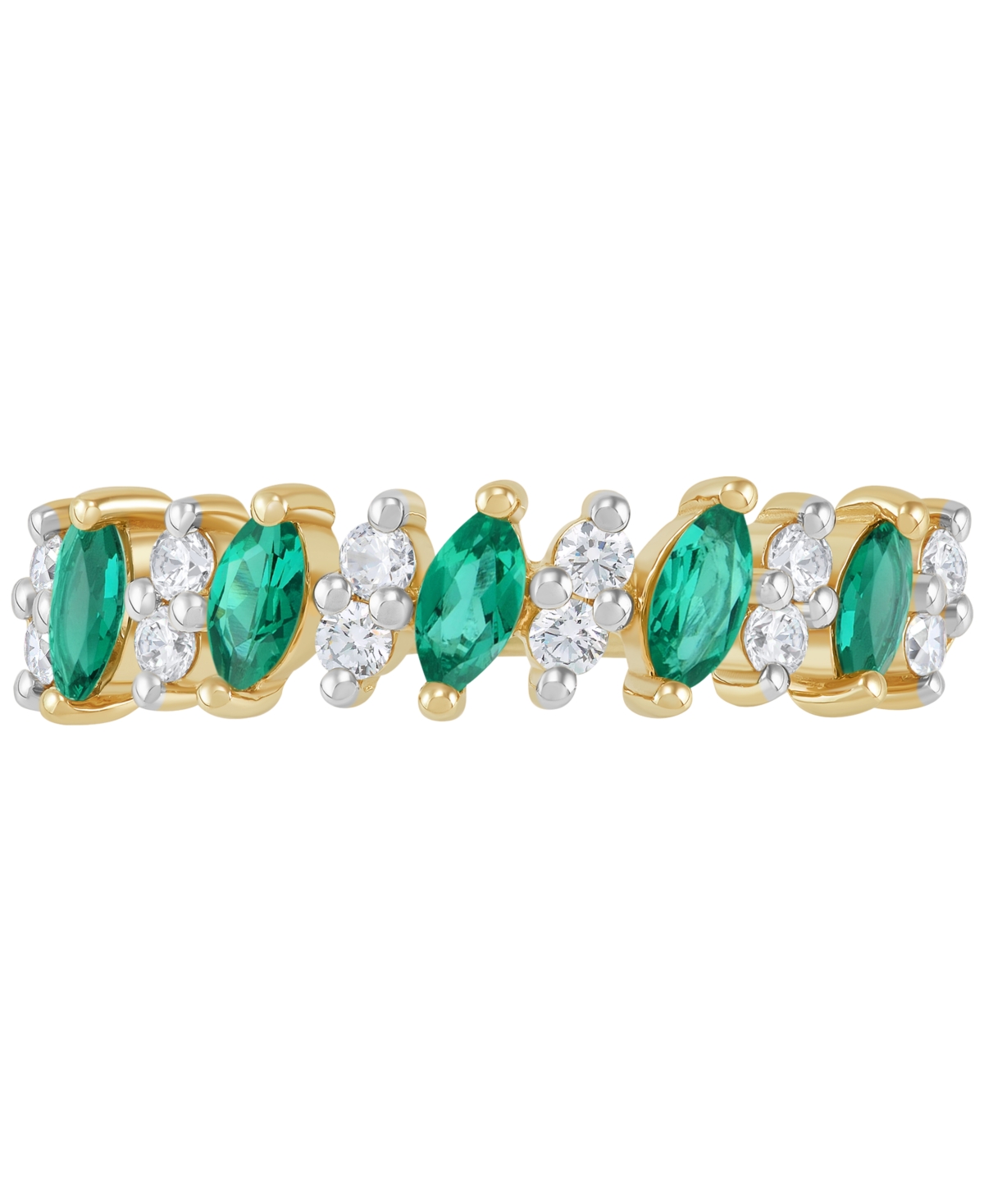 Lab-Grown(3/8 ct. t.w.) & Lab-Grown White Sapphire (1/3 ct. t.w.) Marquise Ring in 14k Gold-Plated Sterling Silver (Also in Lab-Grown Ruby &