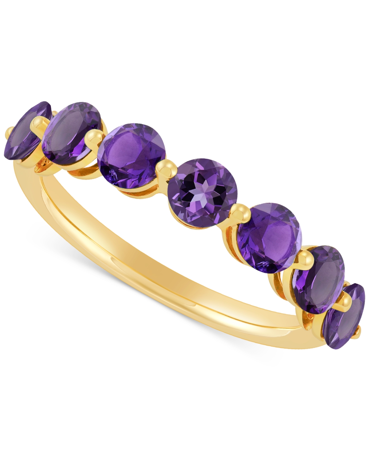 Macy's Amethyst Seven Stone Ring (1-3/4 Ct. T.w.) In 14k Gold-plated Sterling Silver (also In Garnet & Lab-