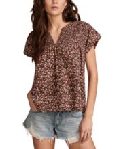 Lucky Brand PLUS Orange Animal Print Rayon Cap Sleeve Top Blouse 3X