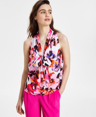Bar Iii Womens High Low Printed Top Tan Pink Size Xxs