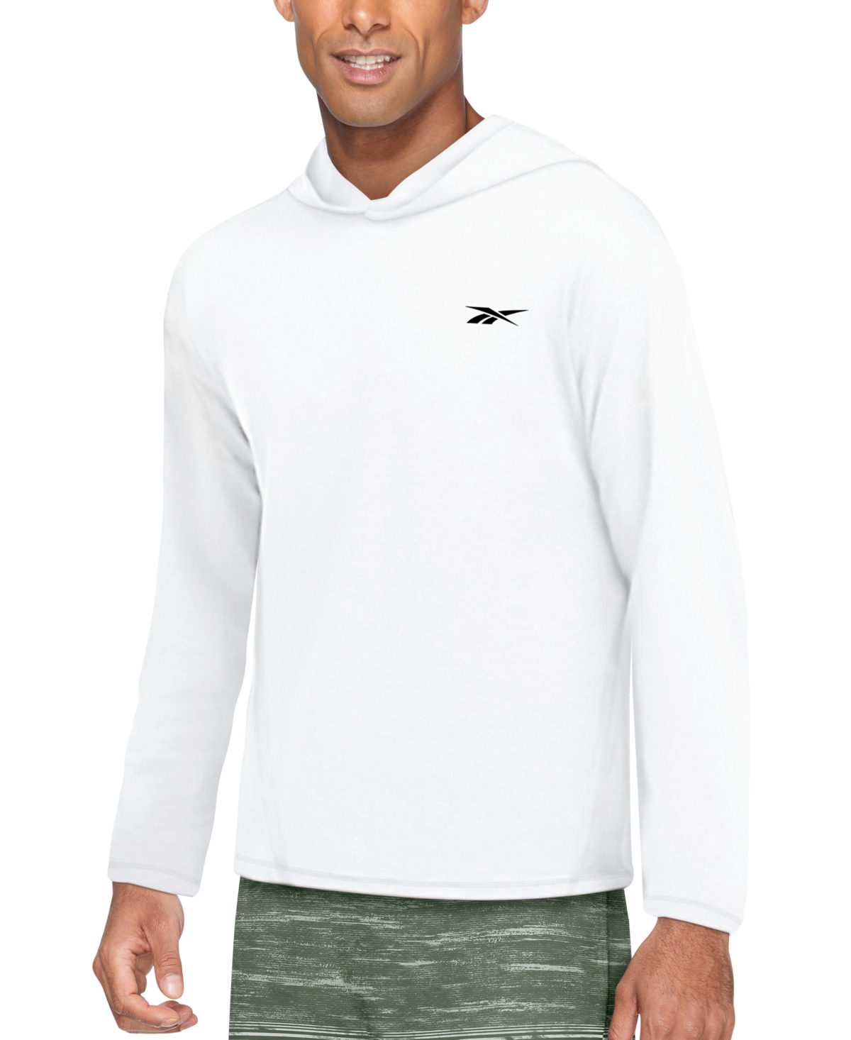 Shop Reebok Men's Hooded Quick-dry Logo Swim Shirt In White