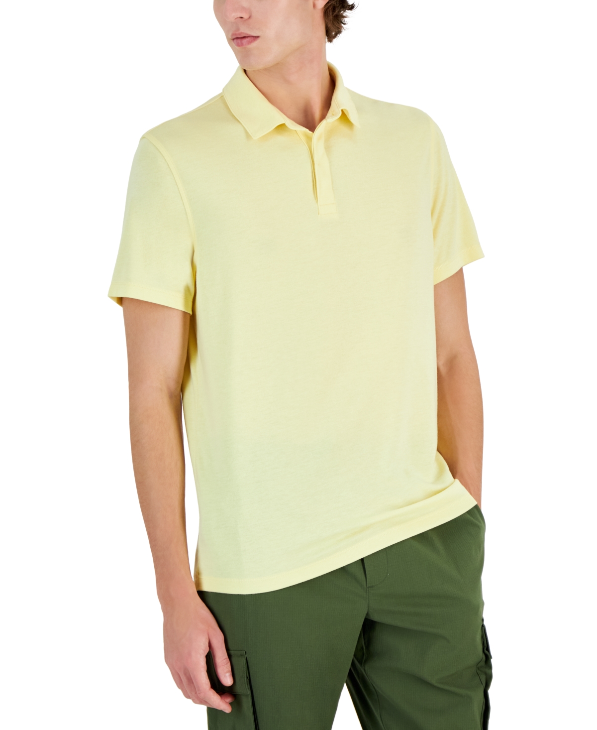 Shop Alfani Men's Alfatech Stretch Solid Polo Shirt, Created For Macy's In Soft Sun