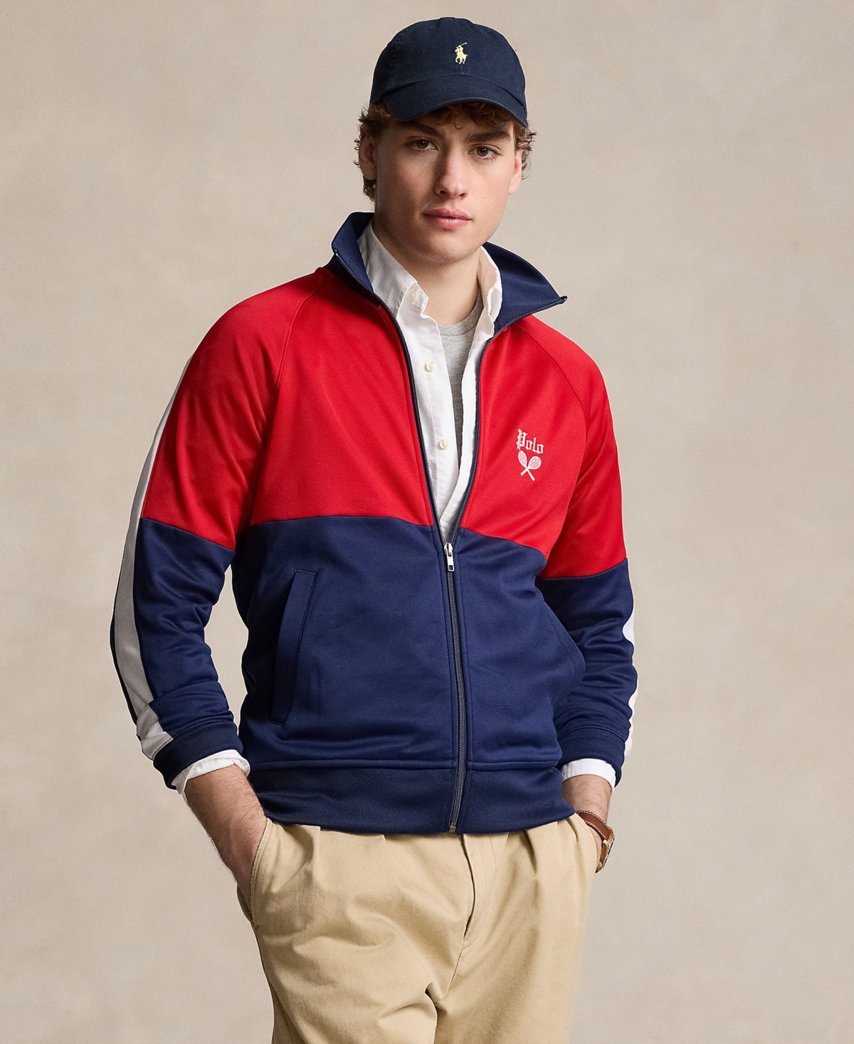 Polo Ralph Lauren Men's Embroidered Fleece Track Jacket In Rl Red Multi
