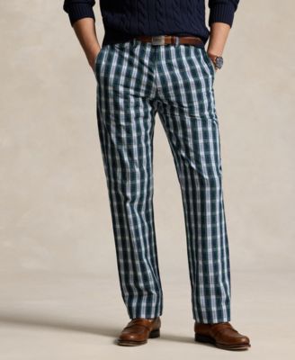 폴로 랄프로렌 Polo Ralph Lauren Mens Classic-Fit Seersucker Pants,White/navy Multi