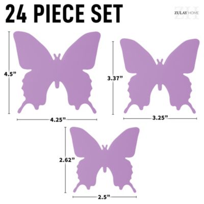 3D Removable Butterfly Wall Decor with 3 Wing Designs - 24pcs