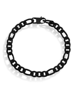 Metallo Stainless Steel 7mm Figaro Chain Bracelet - Black 45$