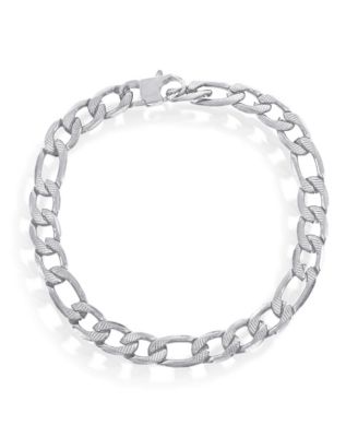 thumbnail interactive-video image 1 of Pure Luxe Jewelry Men's 8.5" Stainless Steel Figaro Chain Bracelet - 14mm Width, High Polish, Lobster Clasp 1 of 4
