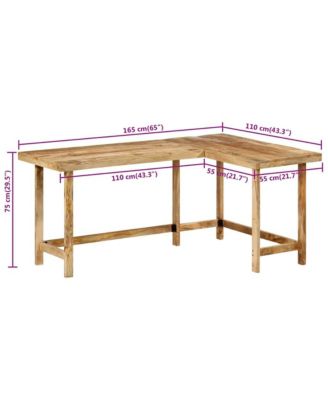 Desk 65"x43.3"x29.5" Solid Wood Mango