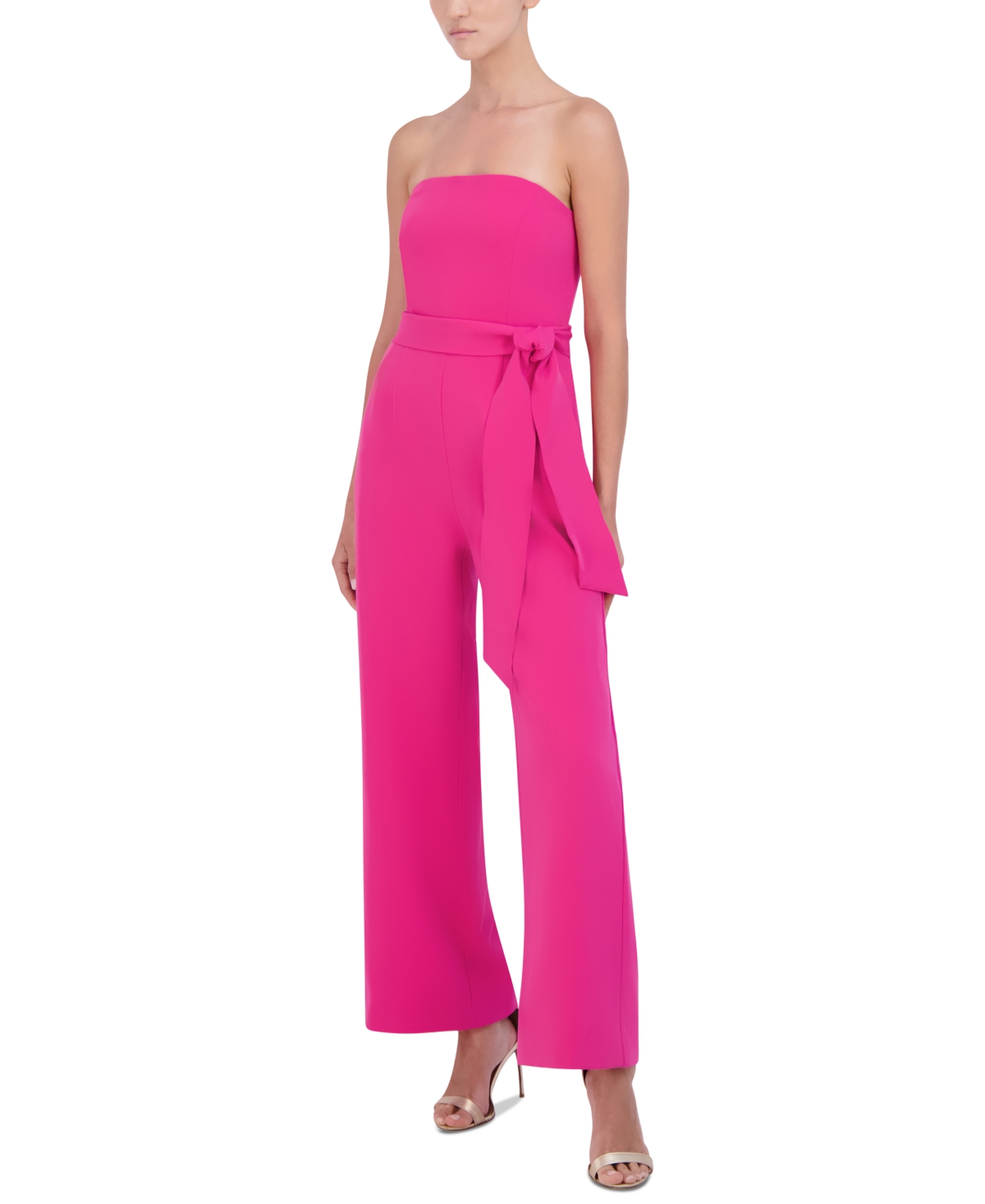 Shop Bcbg New York Women's Strapless Belted Jumpsuit In Lilac