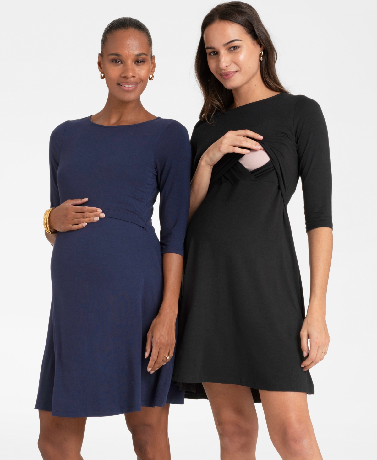 Shop Seraphine Women's Maternity And Nursing Dresses, Twin Pack In Black,navy