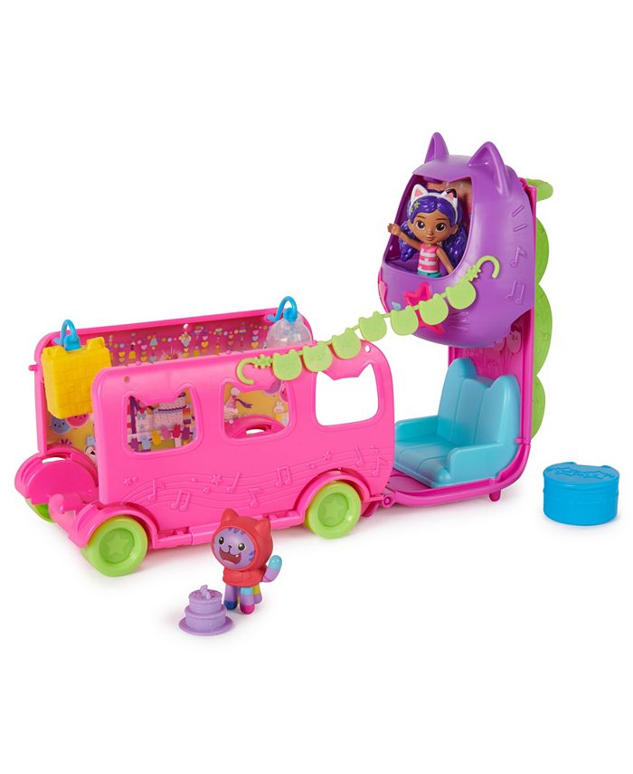 Gabby's Dollhouse Celebration Party Bus Playset with Gabby DJ Catnip Toy Figures and Dollhouse