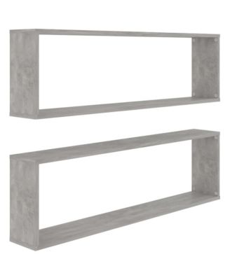 Wall Cube Shelves 2 pcs Concrete Gray 39.4"x5.9"x11.8" Engineered Wood