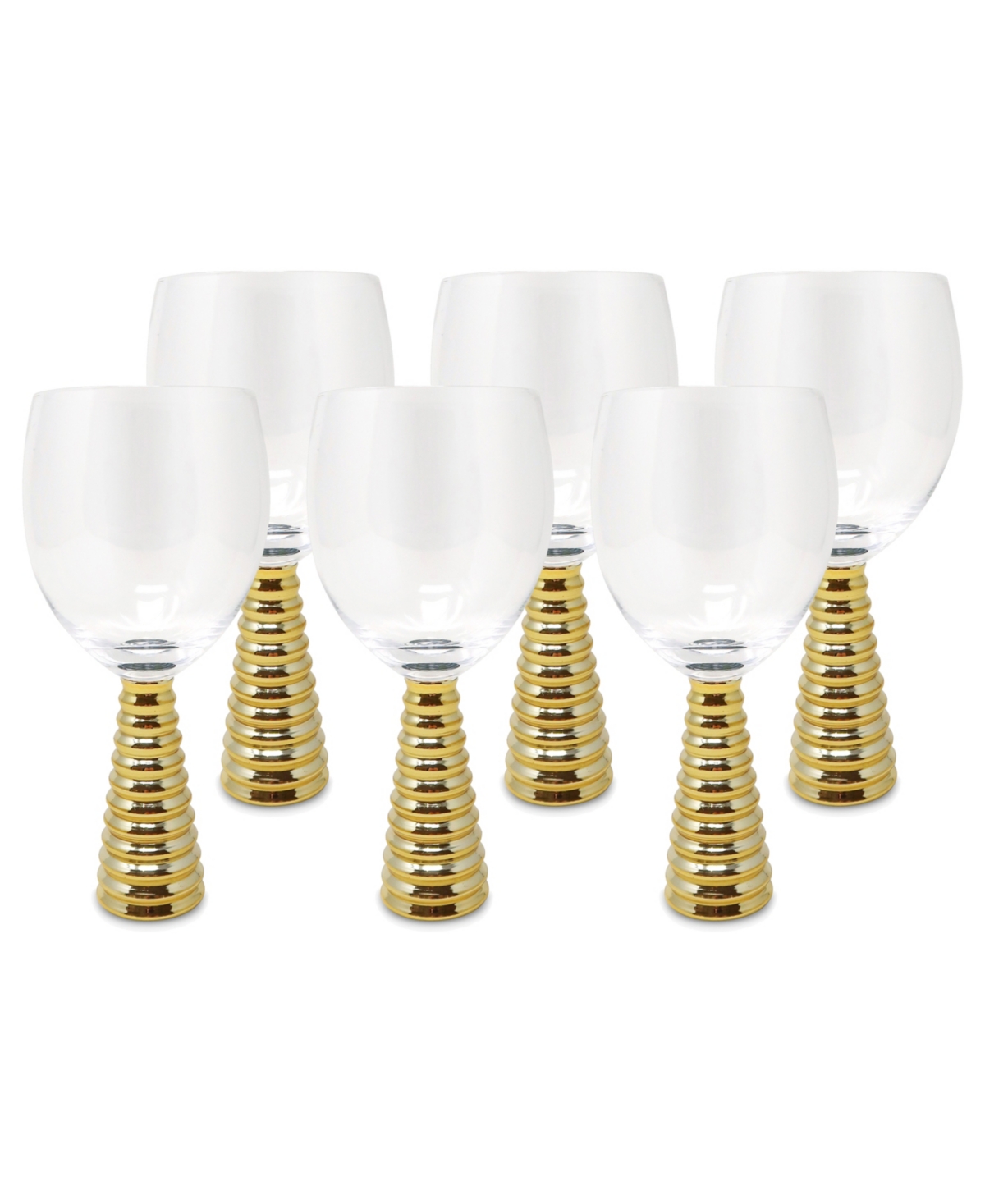 Vivience Designed Stemmed Water Glasses, Set of 6 - Gold