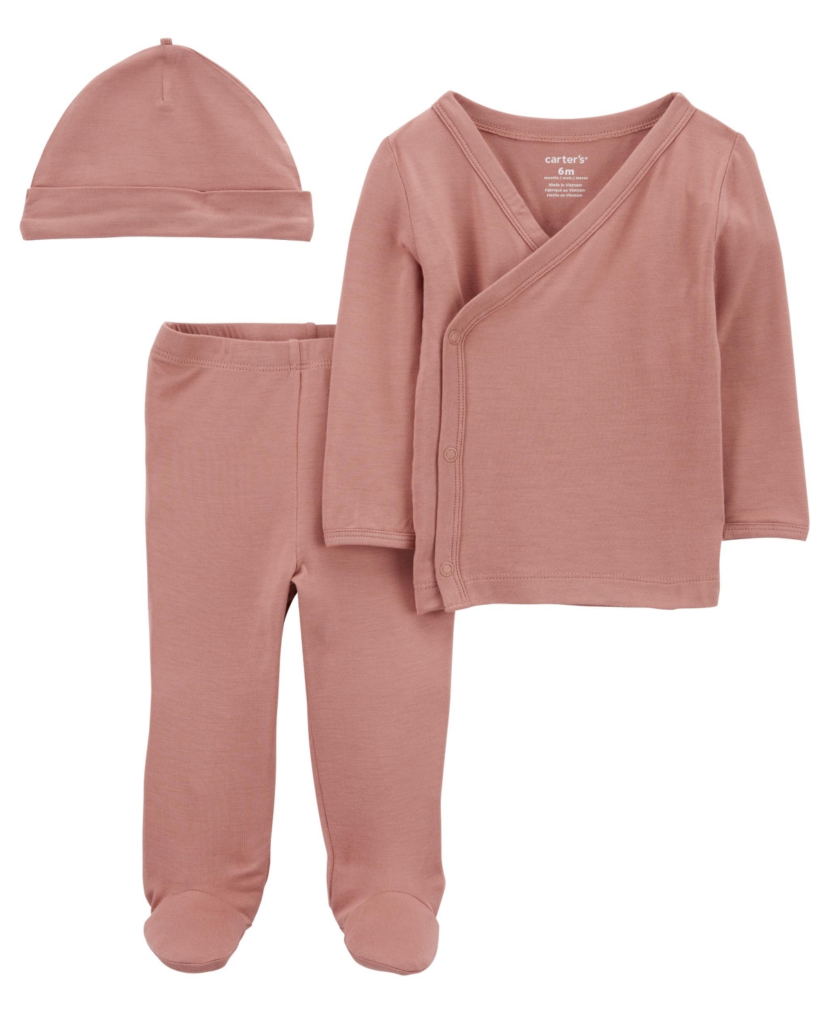 Shop Carter's Baby Boys And Baby Girls Purely Soft 3-piece Side Snap Outfit In Pink